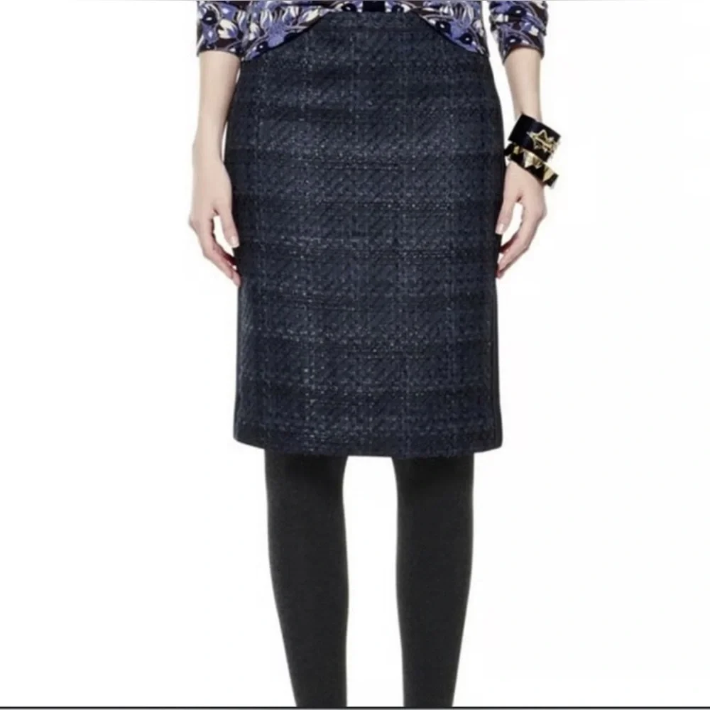 Tory Burch Navy Textured Pencil Skirt size 6
